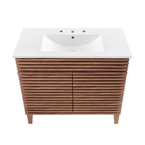 Modway Render 36" Bathroom Vanity in Walnut White