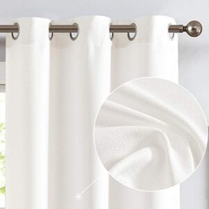 jinchan white linen textured curtains 84 inch long 2 panels for living room grommet top light filtering window drapes for bedroom