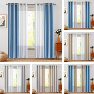 jinchan White Linen Textured Curtains 84 Inch Long 2 Panels for Living Room Grommet Top Light Filtering Window Drapes for Bedroom