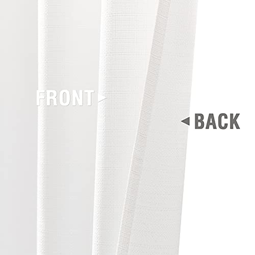 jinchan White Linen Textured Curtains 84 Inch Long 2 Panels for Living Room Grommet Top Light Filtering Window Drapes for Bedroom