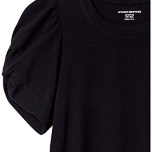 Amazon Essentials Women's Classic-Fit Twist Sleeve Crewneck T-Shirt, Black, XX-Large