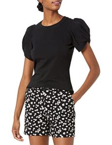 amazon essentials women's classic-fit twist sleeve crewneck t-shirt, black, medium
