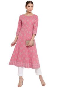 janasya indian women's pink cotton kurta(jne3577-kr-xxl)