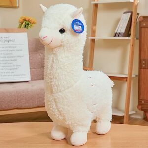 xigui 18" alpaca plush toy, llama stuffed animal large doll plushie hug pillow soft fluffy cushion super kawaii gift for birthday girls and lovers washable (white)