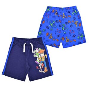 disney toy story woody, buzz lightyear and forky boys’ 2 pack shorts for toddlers and little kids – blue/navy