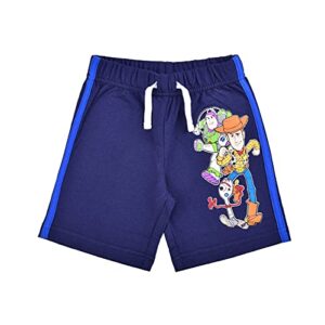 Disney Toy Story Woody, Buzz Lightyear and Forky Boys’ 2 Pack Shorts for Toddlers and Little Kids – Blue/Navy