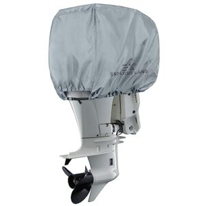 explore land outboard motor cover - waterproof 600d heavy duty boat engine hood covers - fit for motor 115-225 hp, grey
