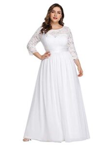 ever-pretty long sleeve plussize long sleeve formal wedding party gowns for bride white us18