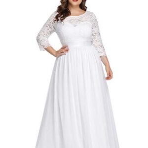 Ever-Pretty Long Sleeve PlUSSize Long Sleeve Formal Wedding Party Gowns for Bride White US18