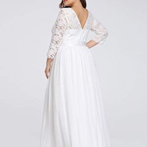 Ever-Pretty Long Sleeve PlUSSize Long Sleeve Formal Wedding Party Gowns for Bride White US18