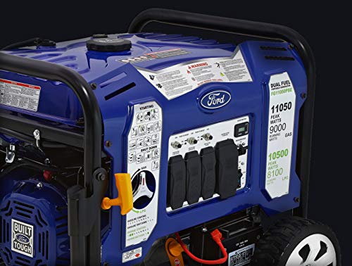 Ford, 11050W Dual Fuel Portable Switch & Go Technology and Electric Start FG11050PBE-A Generator, 11050 Watts, Blue