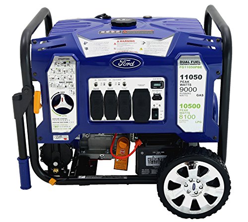 Ford, 11050W Dual Fuel Portable Switch & Go Technology and Electric Start FG11050PBE-A Generator, 11050 Watts, Blue