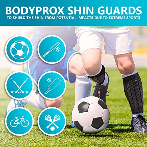 Bodyprox Soccer Shin Guards Sleeves for Men, Women and Youth (Large)