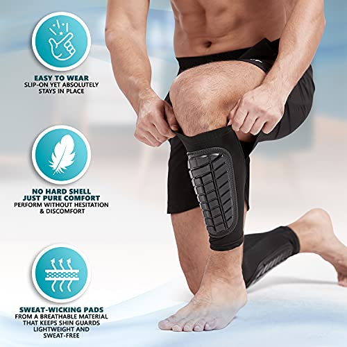 Bodyprox Soccer Shin Guards Sleeves for Men, Women and Youth (Large)