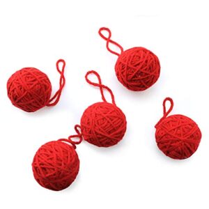 nx garden 5pcs handmade yarn ball hand knitted yarn blanket crochet yarn knitting supplies holiday decoration christmas gift ornament, red