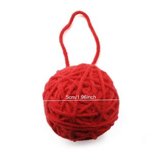 NX Garden 5PCS Handmade Yarn Ball Hand Knitted Yarn Blanket Crochet Yarn Knitting Supplies Holiday Decoration Christmas Gift Ornament, Red