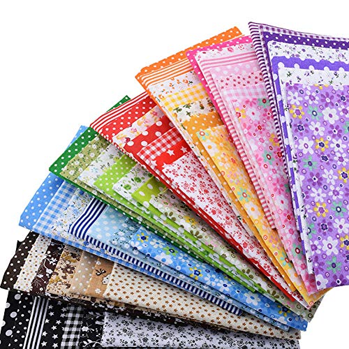 ZGXY Fabric, 56 pcs/lot Top Cotton 9.8" x 9.8" (25cm x 25cm) Squares Patchwork, Precut Multi-Color and Different Pattern for Sewing Quilting Crafting, Home Party Craft Fabric DIY Sewing Mask