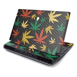 mightyskins carbon fiber skin compatible with alienware area-51m 17" (2019) - rastafari kush | protective, durable textured carbon fiber finish | easy to apply and change style | made in the usa