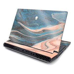 mightyskins glossy glitter skin compatible with alienware area-51m 17" (2019) - sea dunes | protective, durable high-gloss glitter finish | easy to apply, remove, and change styles | made in the usa