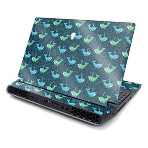 mightyskins glossy glitter skin compatible with alienware area-51m 17" (2019) - whale wave | protective, durable high-gloss glitter finish | easy to apply, remove, and change styles | made in the usa