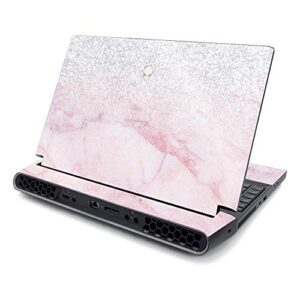 mightyskins glossy glitter skin compatible with alienware area-51m 17" (2019) - girly marble dazzle | protective, durable high-gloss glitter finish | easy to apply and change style | made in the usa