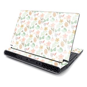mightyskins glossy glitter skin compatible with alienware area-51m 17" (2019) - neutral flowers | protective, durable high-gloss glitter finish | easy to apply and change style | made in the usa