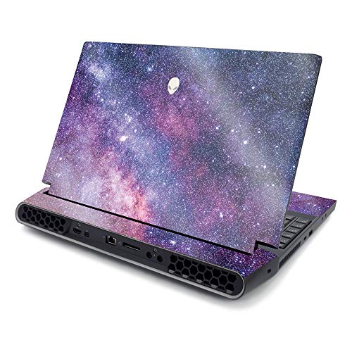 MightySkins Glossy Glitter Skin Compatible with Alienware Area-51M 17" (2019) - Violet Stars | Protective, Durable High-Gloss Glitter Finish | Easy to Apply and Change Style | Made in The USA