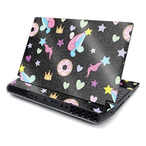 mightyskins glossy glitter skin compatible with alienware area-51m 17" (2019) - donut fantasy | protective, durable high-gloss glitter finish | easy to apply and change style | made in the usa
