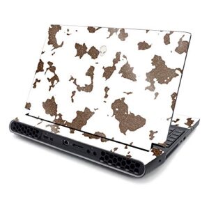 mightyskins glossy glitter skin compatible with alienware area-51m 17" (2019) - brown cow | protective, durable high-gloss glitter finish | easy to apply, remove, and change styles | made in the usa
