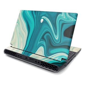 mightyskins skin compatible with alienware area-51m 17" (2019) - aqua swirl | protective, durable, and unique vinyl decal wrap cover | easy to apply, remove, and change styles | made in the usa