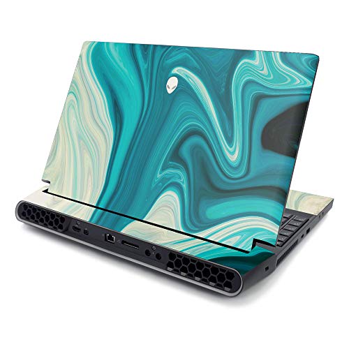 MightySkins Skin Compatible with Alienware Area-51M 17" (2019) - Aqua Swirl | Protective, Durable, and Unique Vinyl Decal wrap Cover | Easy to Apply, Remove, and Change Styles | Made in The USA