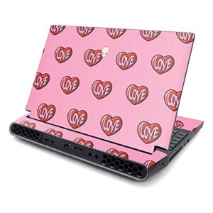 mightyskins skin compatible with alienware area-51m 17" (2019) - retro love | protective, durable, and unique vinyl decal wrap cover | easy to apply, remove, and change styles | made in the usa