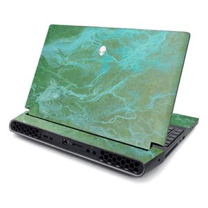 mightyskins skin compatible with alienware area-51m 17" (2019) - lime marble | protective, durable, and unique vinyl decal wrap cover | easy to apply, remove, and change styles | made in the usa