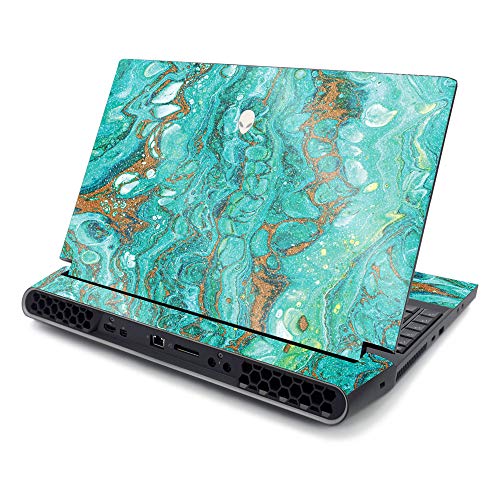 MightySkins Glossy Glitter Skin Compatible with Alienware Area-51M 17" (2019) - Turquoise Ripple | Protective, Durable High-Gloss Glitter Finish | Easy to Apply and Change Style | Made in The USA