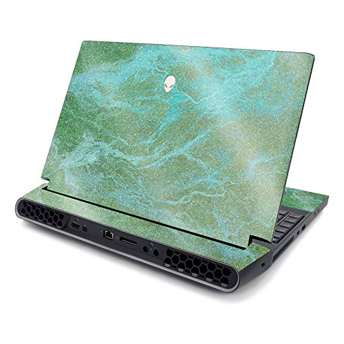 MightySkins Glossy Glitter Skin Compatible With Alienware Area-51M 17" (2019) - Lime Marble | Protective, Durable High-Gloss Glitter Finish | Easy to Apply, Remove, and Change Styles | Made in The USA