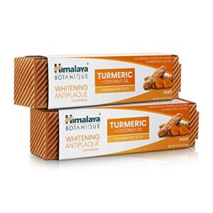 himalaya botanique whitening antiplaque toothpaste with turmeric + coconut oil, fluoride free, for brighter teeth, 4 oz, 2 pack