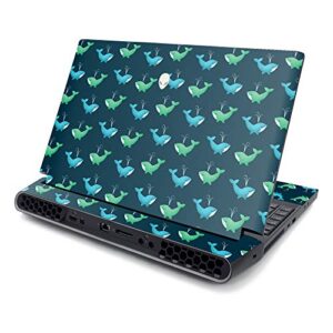mightyskins skin compatible with alienware area-51m 17" (2019) - whale wave | protective, durable, and unique vinyl decal wrap cover | easy to apply, remove, and change styles | made in the usa