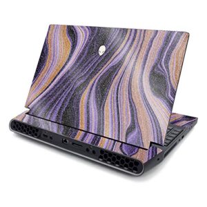 mightyskins glossy glitter skin compatible with alienware area-51m 17" (2019) - purple jewel | protective, durable high-gloss glitter finish | easy to apply and change style | made in the usa