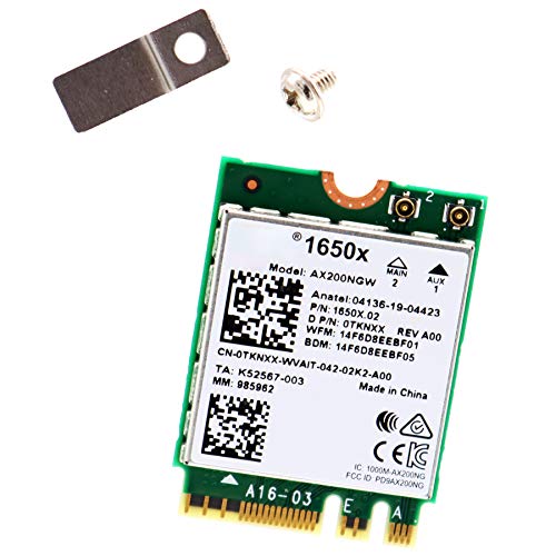 Deal4GO AX200NGW 1650X 802.11ax 2.4Gbps Wi-Fi 6 M.2 NGFF Wireless WiFi Adapter w/Bluetooth 5.1 for Dell Alienware 13 R2 R3 15 R2/R3/R4 17 R3/R4/R5 AX200 0TKNXX TKNXX