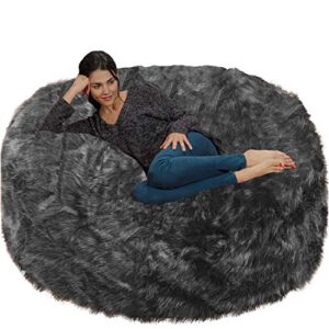 Chill Sack Bean Bag Chair: Giant 6' Memory Foam Furniture Bean Bag - Big Sofa Plush Faux Fur Cover