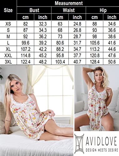 Avidlove Nightgown for Women Sleeveless Sleepwear Floral Nightdress Slip Sleep Dress Soft Lounge Dress Short Chemise