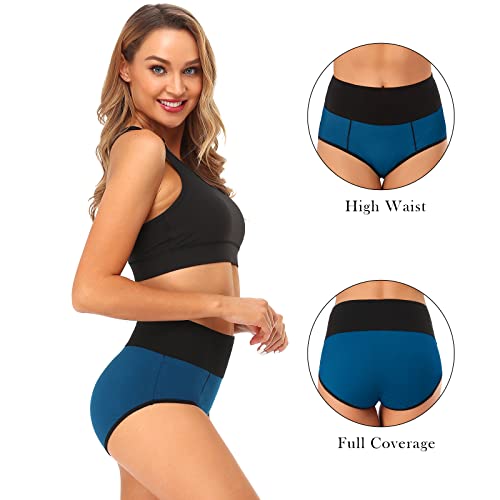 ASIMOON Plus Size Underwear for women High Waisted Stretch Briefs Soft Pregnant Ladies Panties Underpants Multipack M