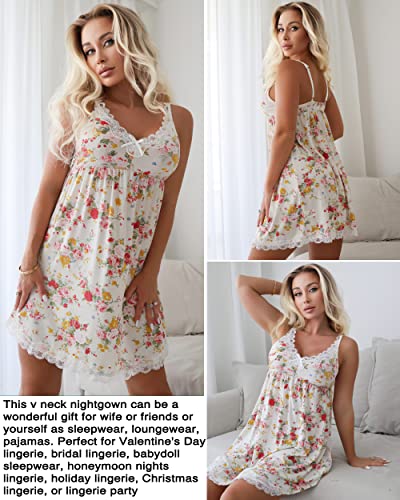 Avidlove Nightgown for Women Sleeveless Sleepwear Floral Nightdress Slip Sleep Dress Soft Lounge Dress Short Chemise