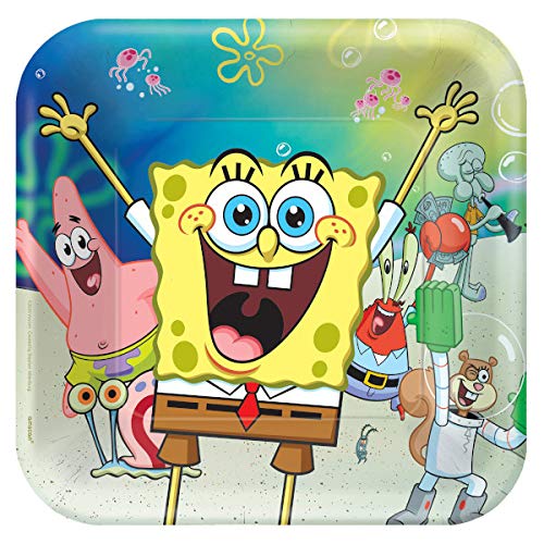 B-THERE Spongebob Squarepants Party Pack for 16 Guests - 16 Dinner Plates, Napkins, Cups, Cutlery Sets, and Stickers