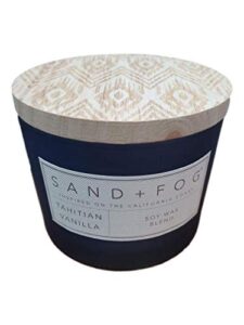 sand + fog tahitian vanilla candle in a glass jar with wood lid - 12 oz. (blue)