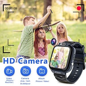 Kids Smart Watch for Boys Girls, Child Smartwatches for Kids Educational, HD Touch Screen Phone Watch Birthday Gifts for 3-14 Years Students(Black)