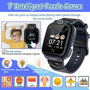 Kids Smart Watch for Boys Girls, Child Smartwatches for Kids Educational, HD Touch Screen Phone Watch Birthday Gifts for 3-14 Years Students(Black)