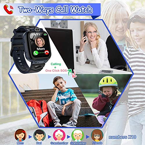 Kids Smart Watch for Boys Girls, Child Smartwatches for Kids Educational, HD Touch Screen Phone Watch Birthday Gifts for 3-14 Years Students(Black)