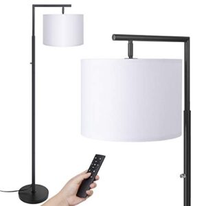 yang hong yu floor lamp,stepless brightness &4 color temperature modern standing shade led floor lamp with remote & rotary switch control classic standing lamp for living room and bedroom (black)