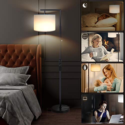 Yang Hong Yu Floor lamp,Stepless Brightness &4 Color Temperature Modern Standing Shade Led Floor Lamp with Remote & Rotary Switch Control Classic Standing Lamp for Living Room and Bedroom (Black)